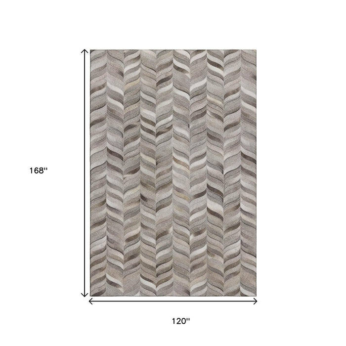 10' X 14' Geometric Washable Area Rug With UV Protection (644748) - Gray / Ivory