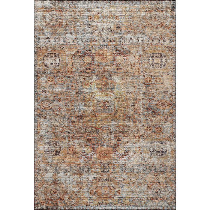 10' X 14' Floral Medallion Washable Area Rug With UV Protection (686723) - Coral / Gray / Silver