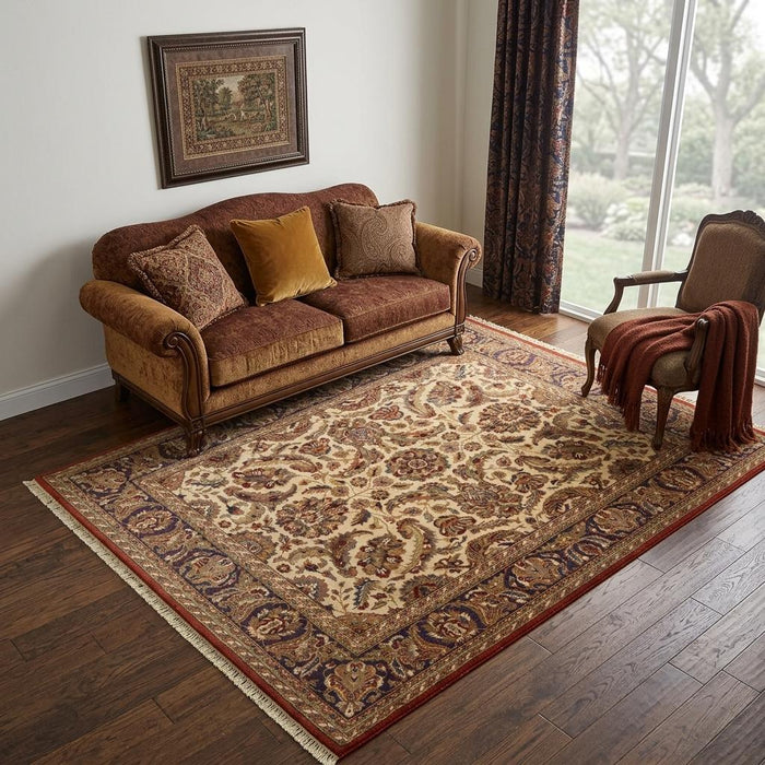 5' X 8' Wool Oriental Hand Knotted Area Rug With Fringe (744147) - Brown / Tan / Red