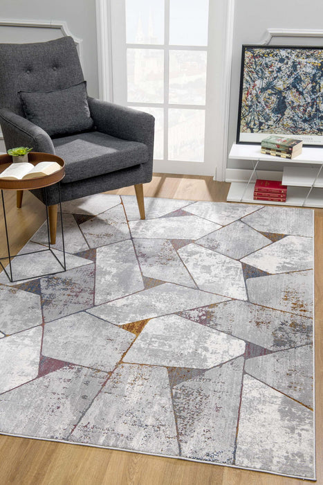 7.8' x 10.8' Geometric Area Rug - Grey