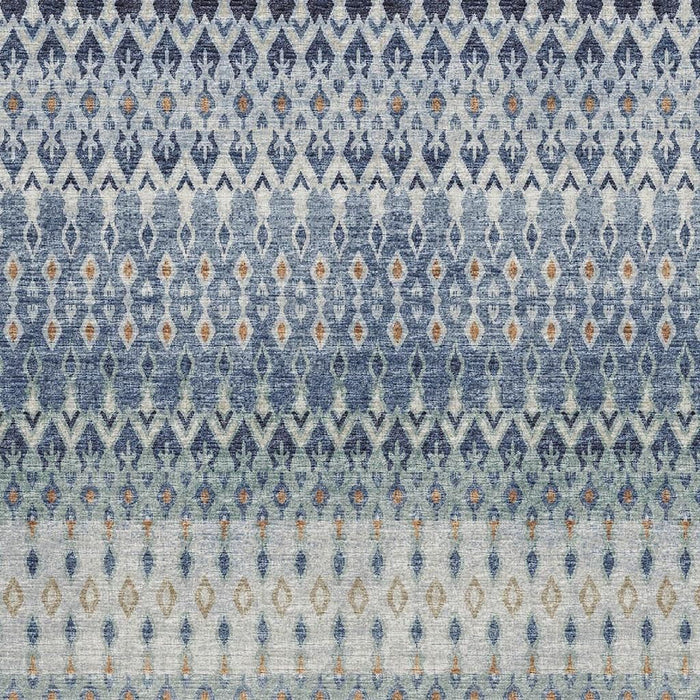 10' X 14' Tribal Distressed Washable Area Rug With UV Protection (643809) - Aqua / Gray / Orange