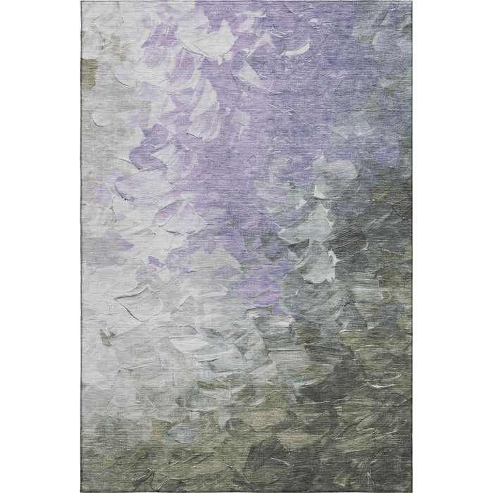 10' X 14' Abstract Washable Area Rug With UV Protection (696734) - Lavender / Gray / Silver