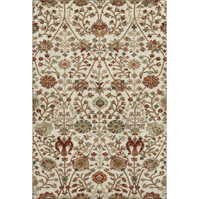 10' X 14' Floral Washable Area Rug With UV Protection (683980) - Ivory / Red / Blue
