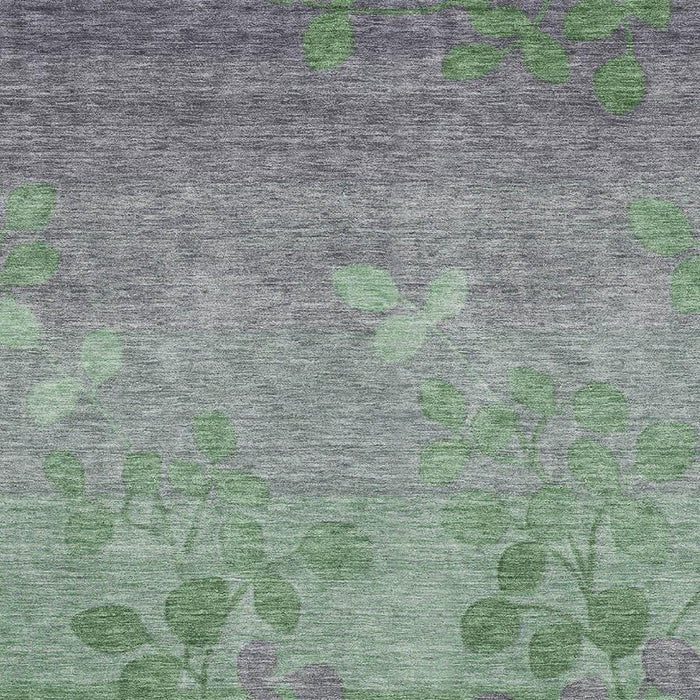10' X 14' Floral Washable Area Rug With UV Protection (707491) - Green / Gray