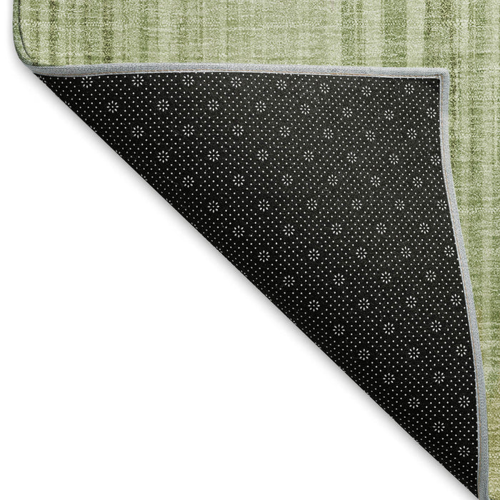10' X 14' Striped Washable Area Rug With UV Protection (670988) - Artichoke Green / Ivory