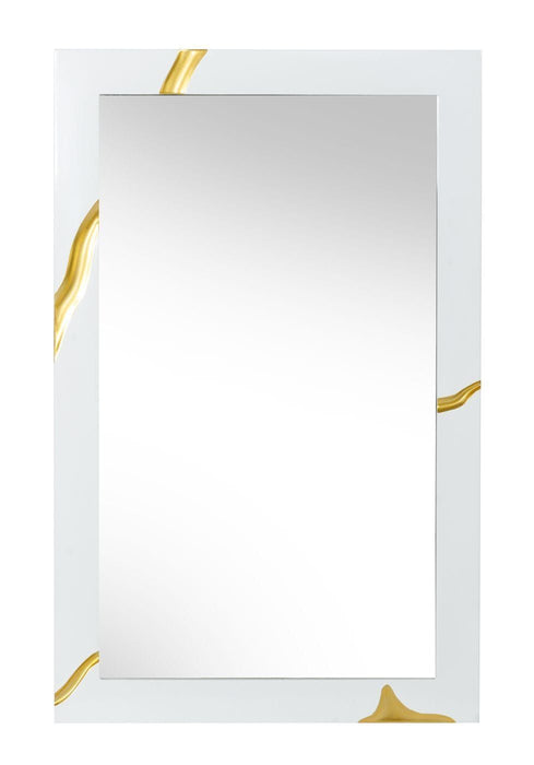 35" Framed Accent Mirror - Gold / White