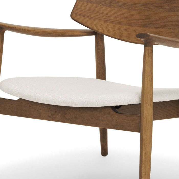 Upholstery And Solid Wood Arm Chair - Brown / Cream