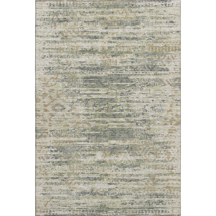 10' X 14' Moroccan Washable Area Rug With UV Protection (710496) - Artichoke Green / Copper / Gray