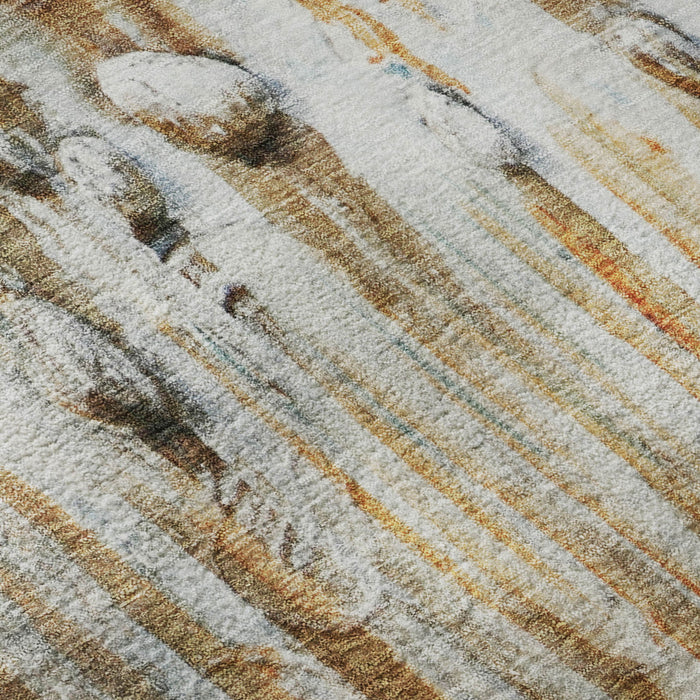 10' X 14' Abstract Washable Area Rug With UV Protection (715543) - Rust / Gray