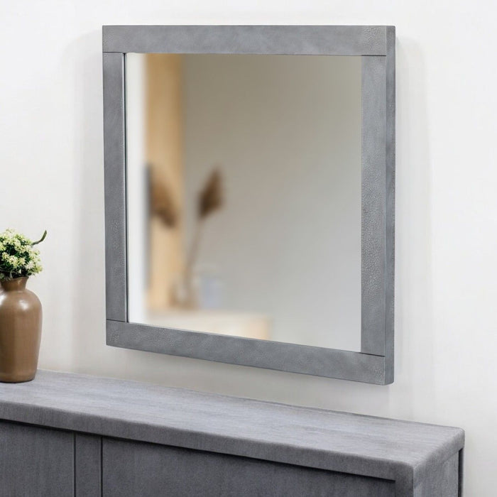 35" Framed Accent Mirror - Gray