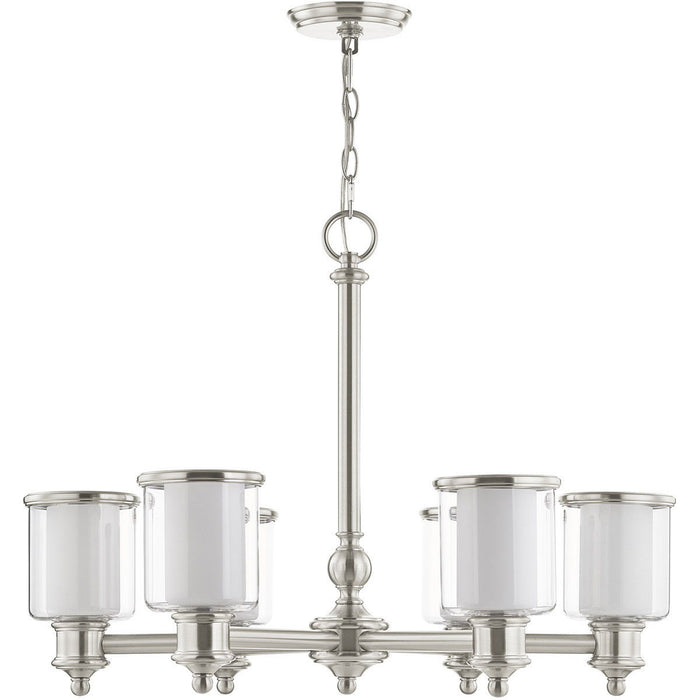 21'' Six Light Dimmable Chandelier With Shades - Nickel