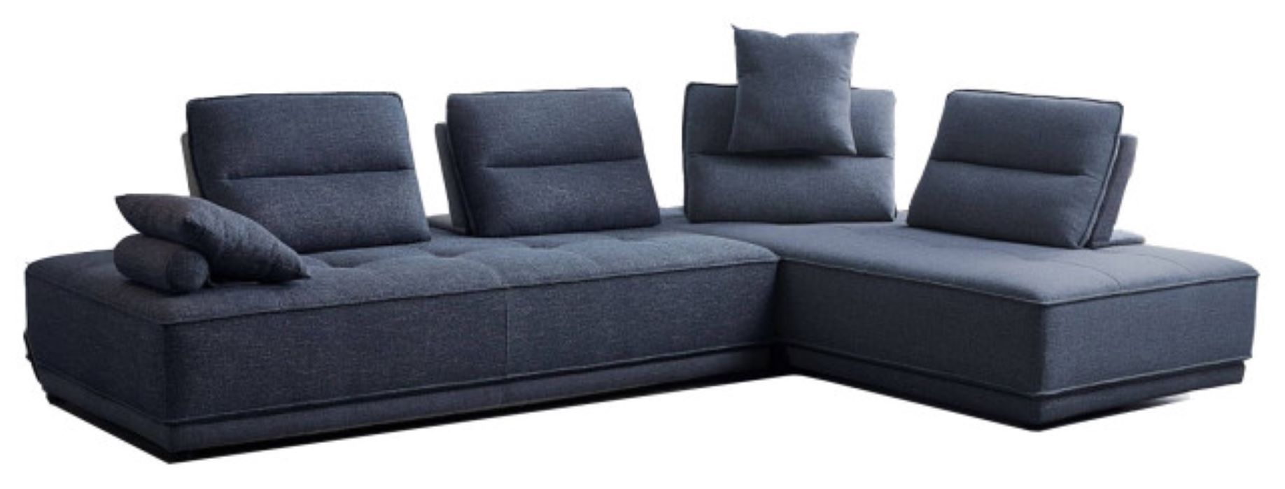 100% Polyester Stationary L Shaped Two Piece Sofa Chaise - Blue