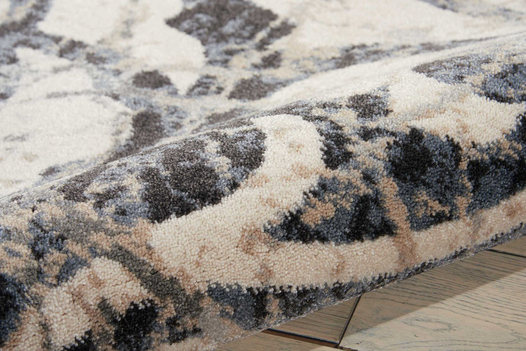 9' X 13' Floral Distressed Non Skid Area Rug (551507) - Ivory / Charcoal / Gray
