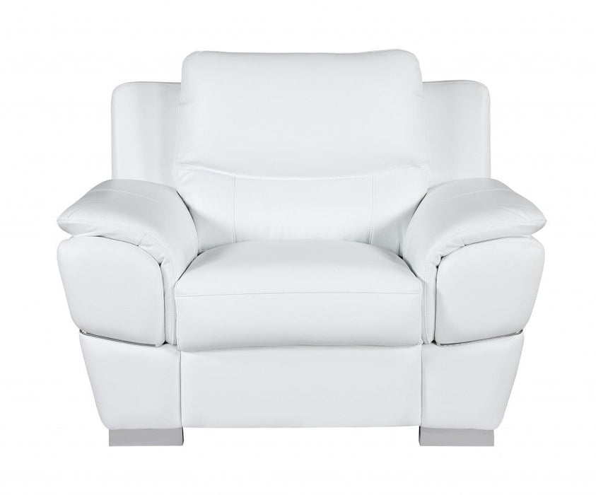 Leather Match Arm Chair - White And Silver
