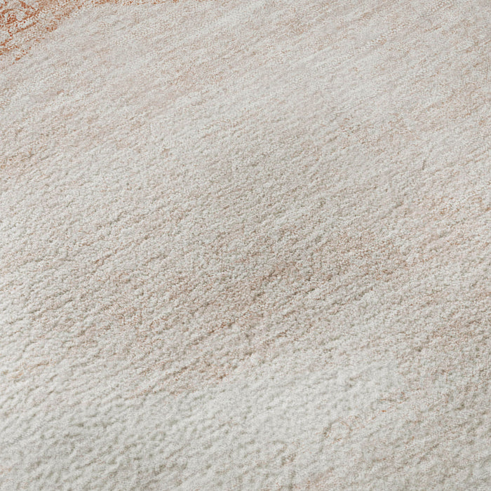 10' X 8' Geometric Washable Area Rug With UV Protection - Salmon And Ivory
