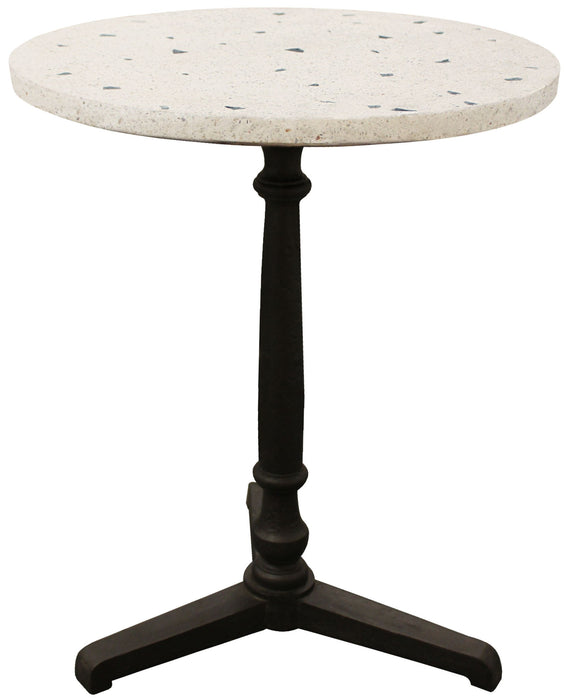 Stone Iron Pedestal Base Round Top Dining Table - Ivory / Brown