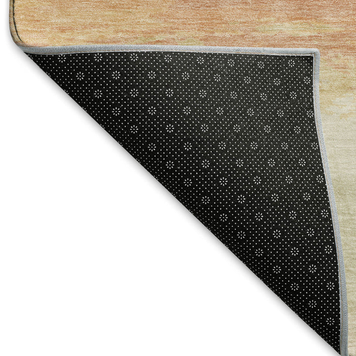 10' X 14' Striped Washable Area Rug With UV Protection (692667) - Salmon / Ivory