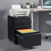Giga contemporary metal filing cabinet with three drawers, lock, office storage for legal and letter size documents.
