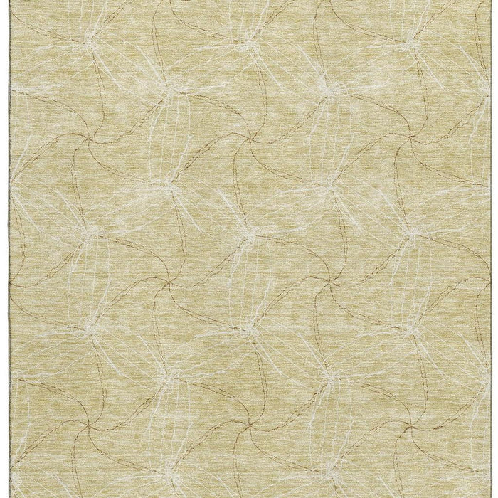 10' X 14' Geometric Washable Area Rug With UV Protection (676614) - Wheat / Ivory