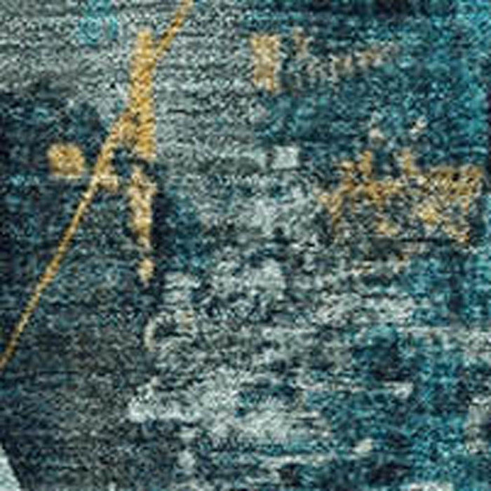 10' X 14' Geometric Washable Area Rug With UV Protection (707005) - Teal / Gold