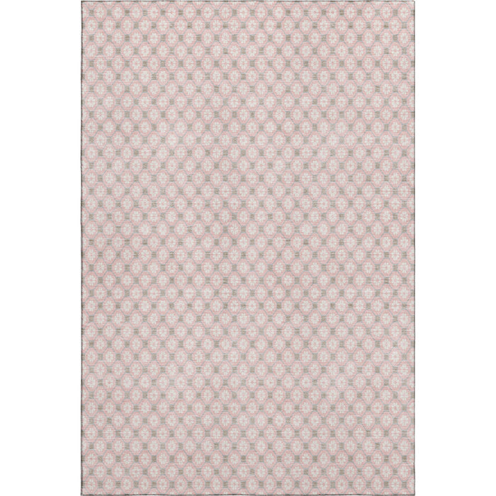 10' X 14' Geometric Washable Area Rug With UV Protection (693666) - Pink / Ivory / Gray