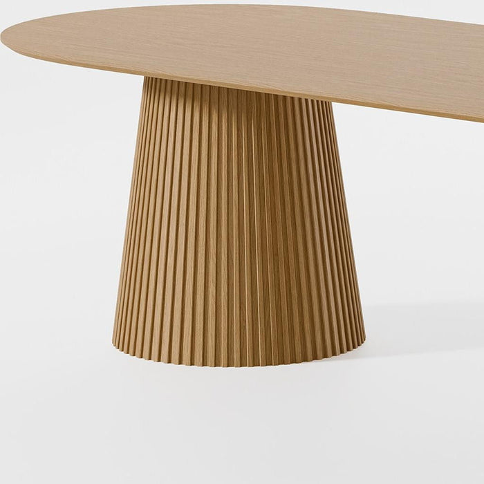 86'' Wood Double Pedestal Base Oval Dining Table - Natural