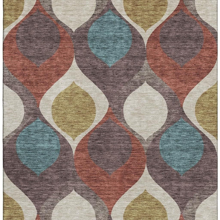 8' X 10' Ogee Washable Area Rug With UV Protection - Brown