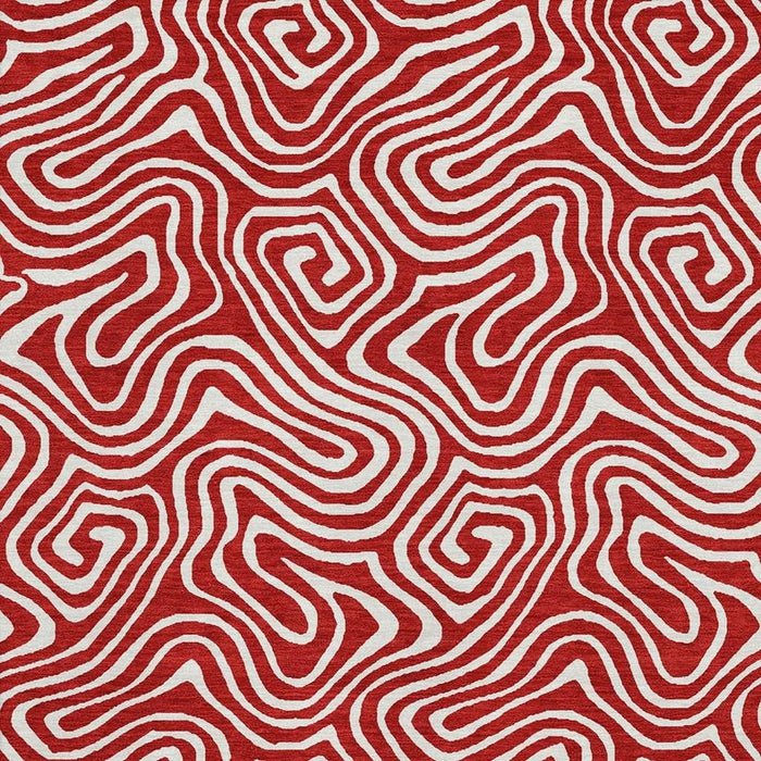10' X 14' Abstract Washable Area Rug With UV Protection (680903) - Red / Ivory