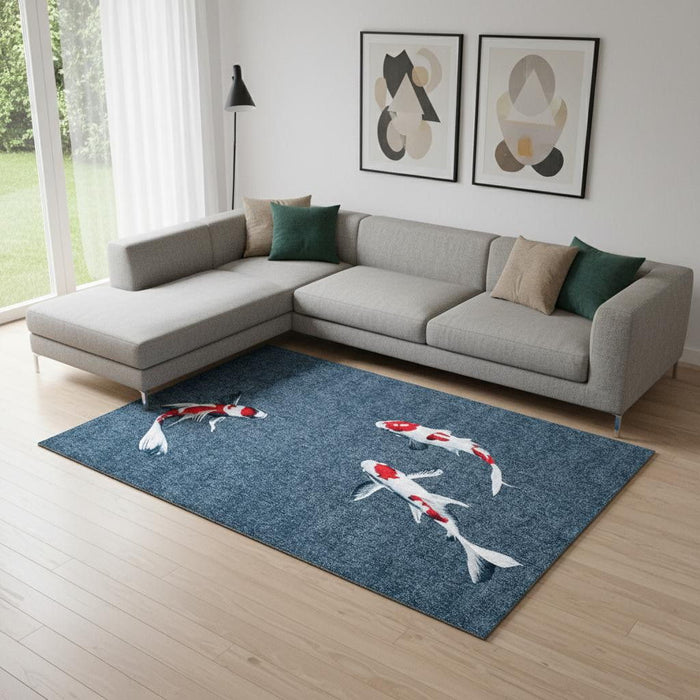 9' X 13' Abstract Washable Area Rug (552039) - Blue / White