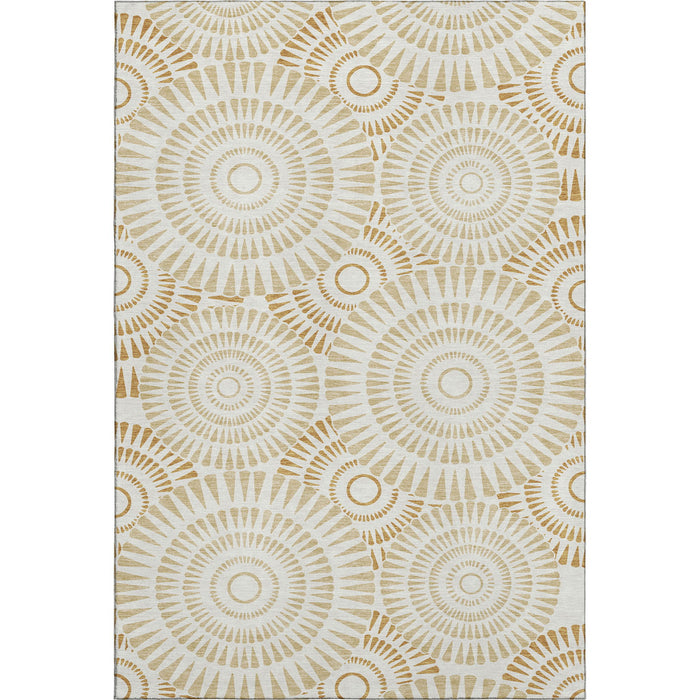10' X 14' Geometric Washable Area Rug With UV Protection (669781) - Gold / Ivory