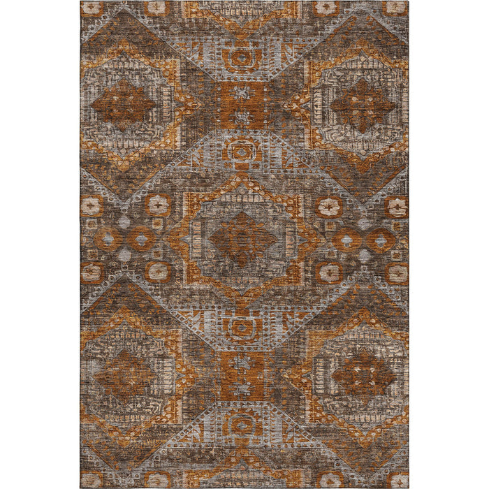 10' X 14' Abstract Geometric Washable Area Rug With UV Protection (708373) - Copper / Rust / Beige