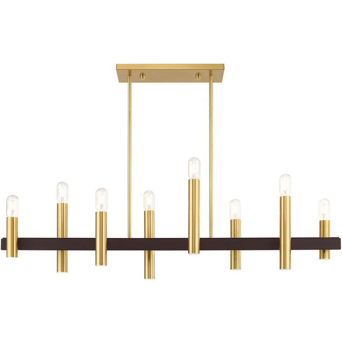 Eight Light Dimmable Chandelier With Shades - Bronze