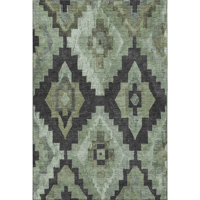 10' X 14' Washable Area Rug With UV Protection (707209) - Artichoke Green / Gray