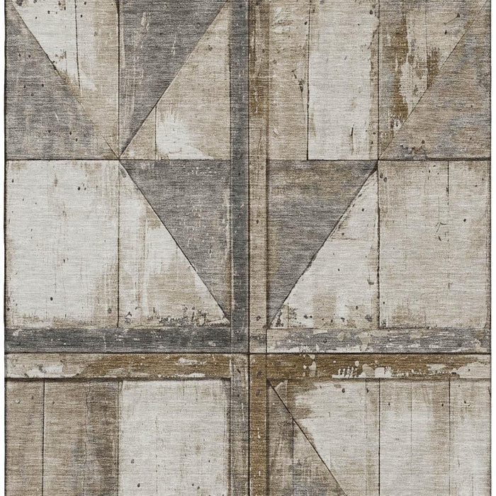 10' X 14' Geometric Washable Area Rug With UV Protection (706493) - Beige / Gray