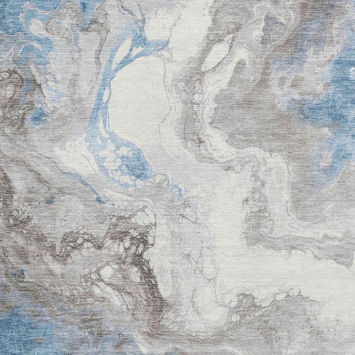 10' X 14' Abstract Washable Area Rug With UV Protection (705443) - Taupe / Blue / Ivory