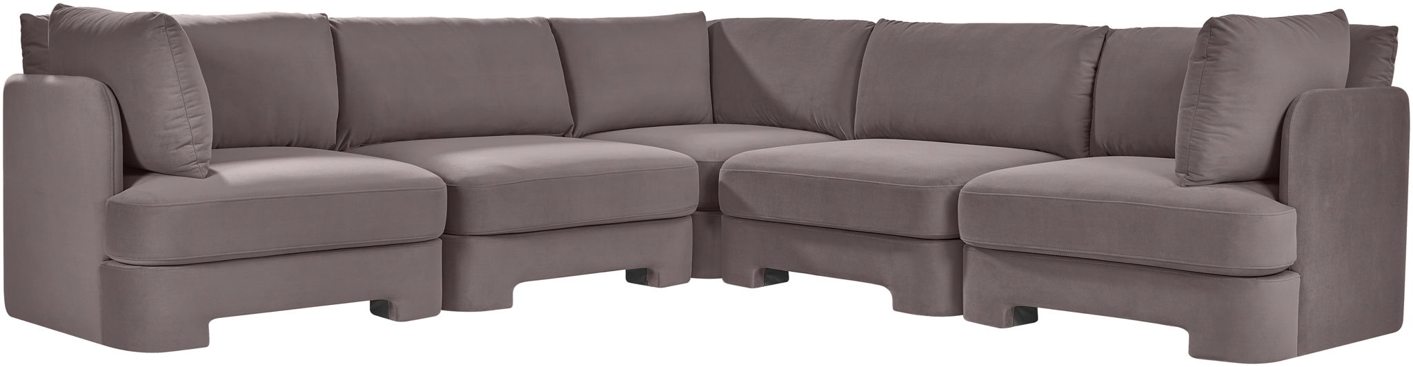 Meridian Furniture Hammond velvet performance fabric 5-piece corner sectional with upholstered cushions and plush seating.