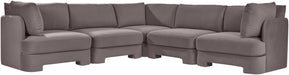 Meridian Furniture Hammond velvet performance fabric 5-piece corner sectional with upholstered cushions and plush seating.