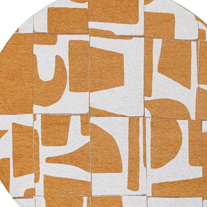 5' Geometric Washable Round Rug (551997) - Yellow / White