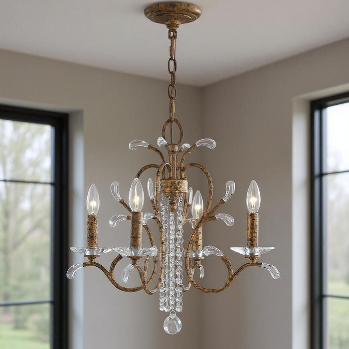 19" Four Light Dimmable Chandelier With Shades - Bronze