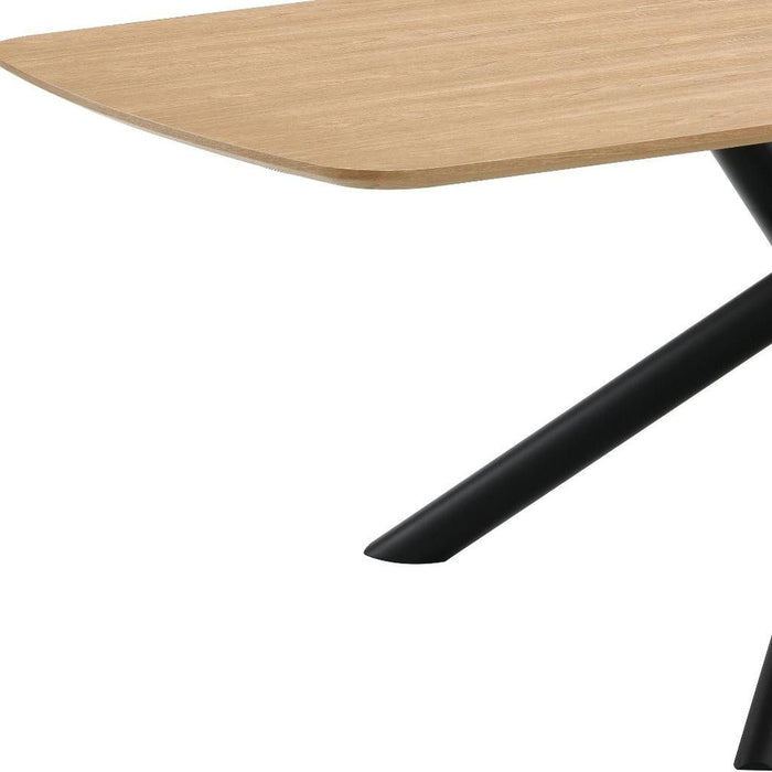 Wood Iron Cross Leg Base Dining Table - Natural / Black