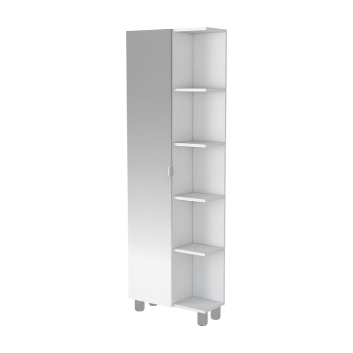 62" Wood Accent Cabinet With Single Door - White
