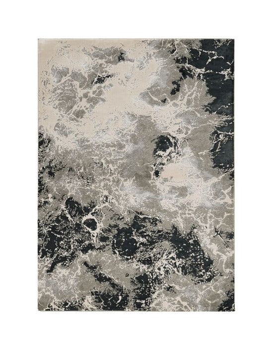8' x 11' Machine Woven Abstract Watercolor Indoor Area Rug - Silver