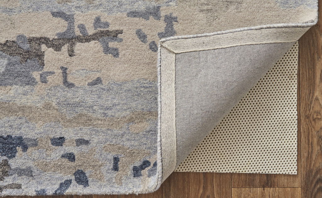 8' x 10' Wool Abstract Tufted Handmade Stain Resistant Area Rug - Blue Gray And Ivory