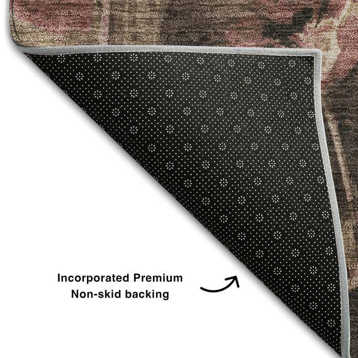 10' X 14' Floral Washable Area Rug With UV Protection (678197) - Taupe / Pink / Beige