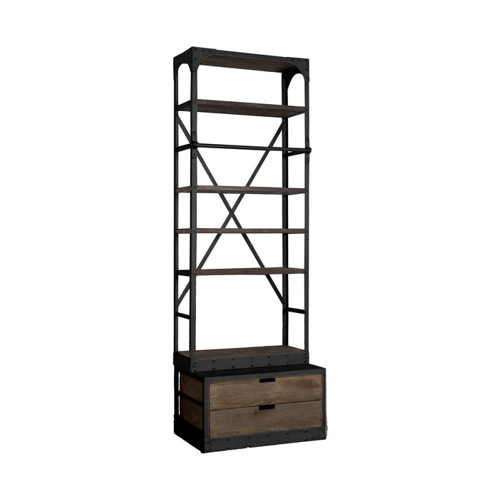 Five Tier Bookcase With Two Drawers - Black