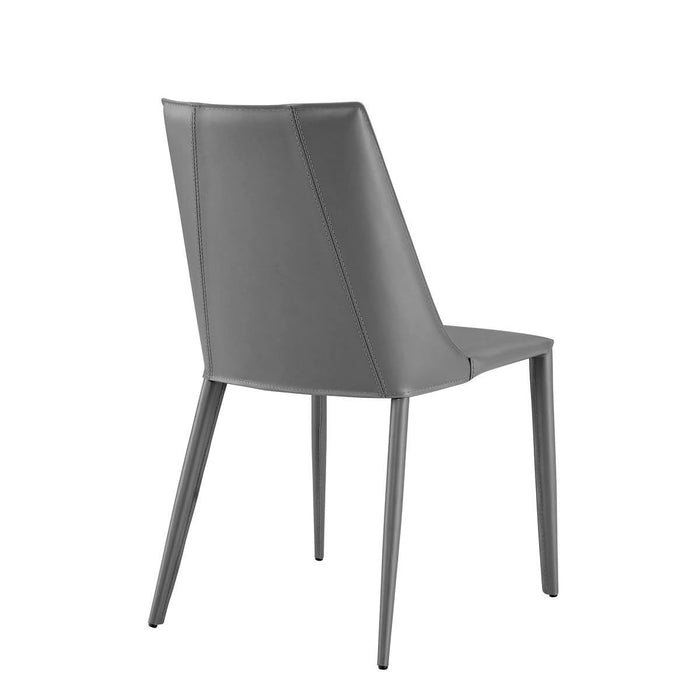 Upholstered Leather Dining Side Chair - Gray