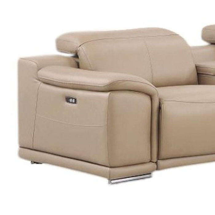 Leather Modular L-Shaped 8 Piece Corner Sectional With Console - Beige