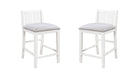 Giga Graham 3-piece small space counter height dining table with shelves and two chairs, compact dining set for kitchen or apartment.