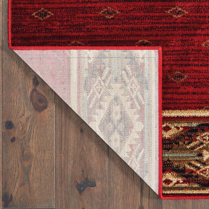10' x 13' Southwestern Power Loom Stain Resistant Area Rug - Berry Gold And Ivory