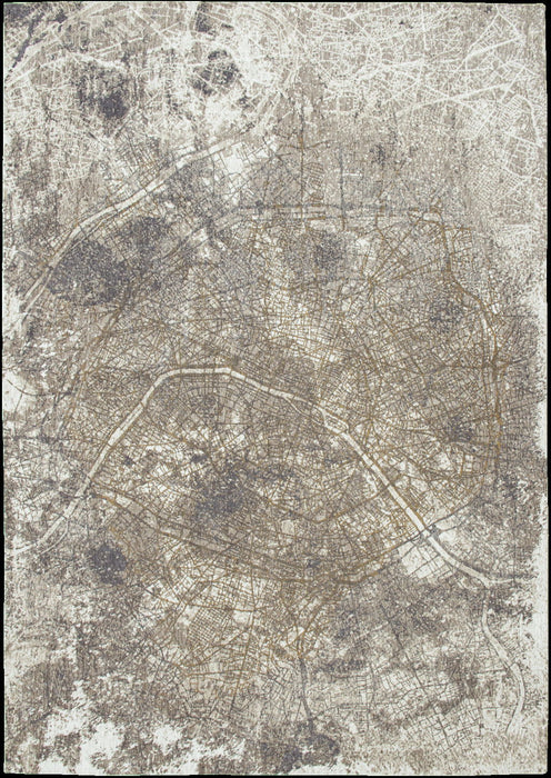 7' x 7' Round Abstract Non Skid Area Rug - White And Gray